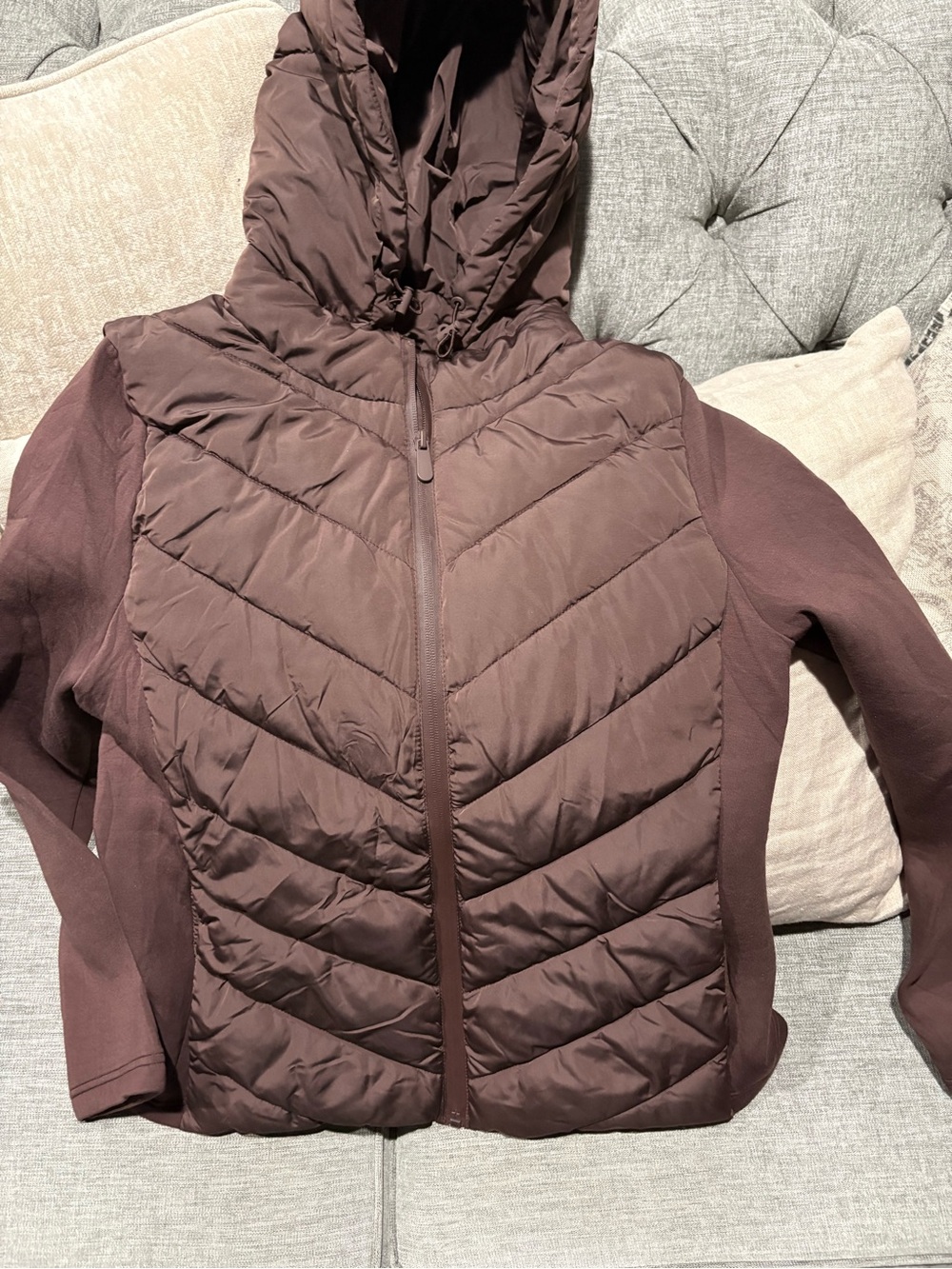 Active USA Quilted Hooded Jacket - Mauve Brown